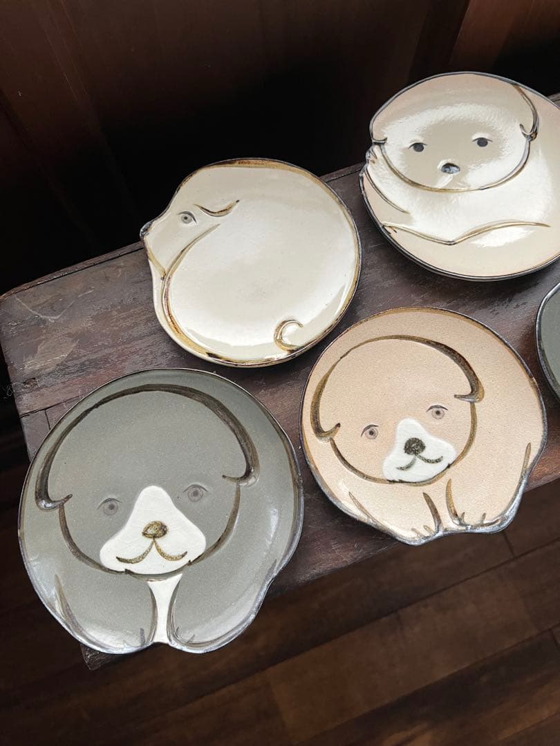 レア★六兵衛窯　未使用　仔犬小皿セット　神坂雪佳　中村芳中　清水焼　光琳画譜琳派