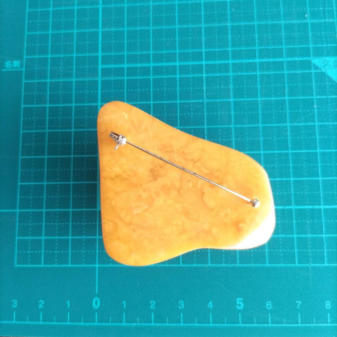 大振り ロイヤルアンバー 天然琥珀 ブローチ ヴィンテージ