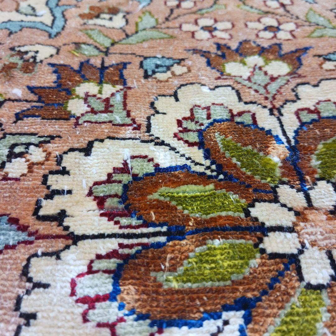 Y3050 トルコ絨毯 カイセリ 手織り72万ノット シルク 128×83㎝
