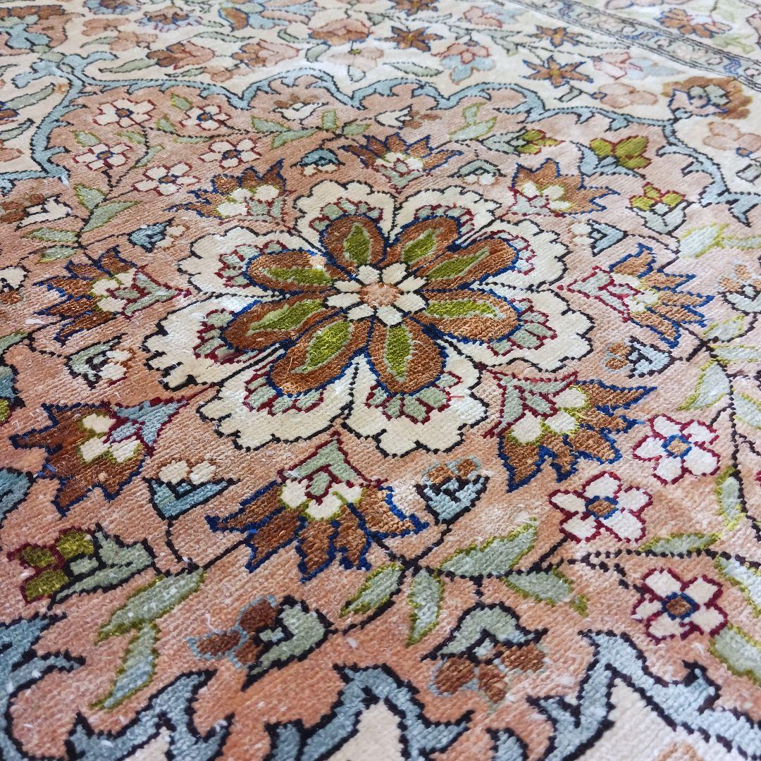 Y3050 トルコ絨毯 カイセリ 手織り72万ノット シルク 128×83㎝