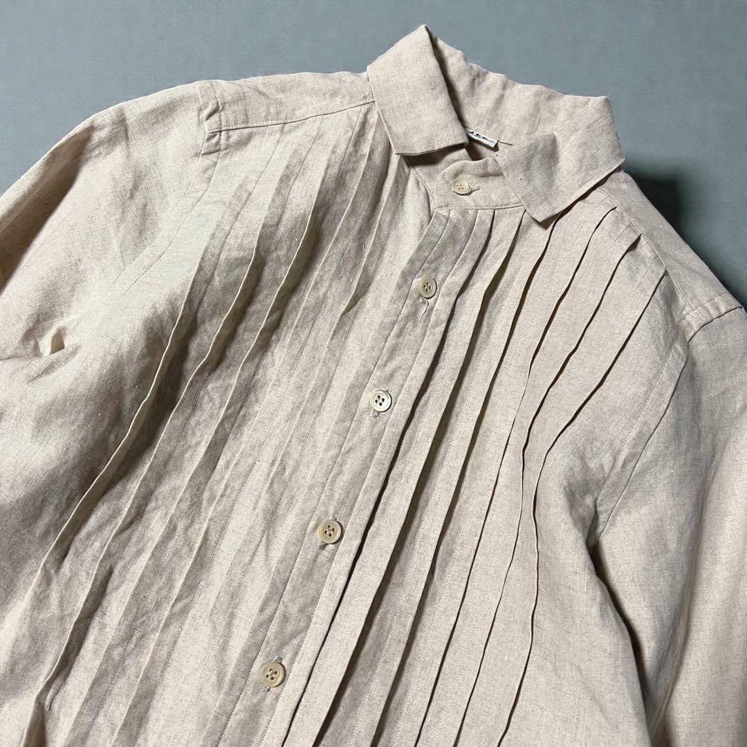 カズ様 美品❤️リネン❤️45R リネンタック 908 SHIRT シャツ ベージュ