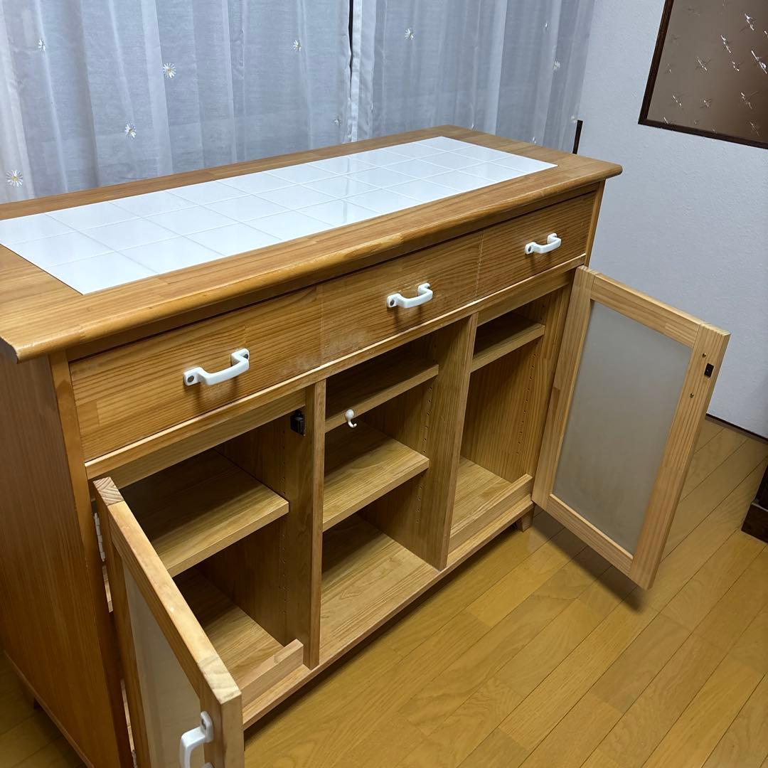 希少 廃盤　モモナチュラル　ウッドワゴン キッチンカウンター