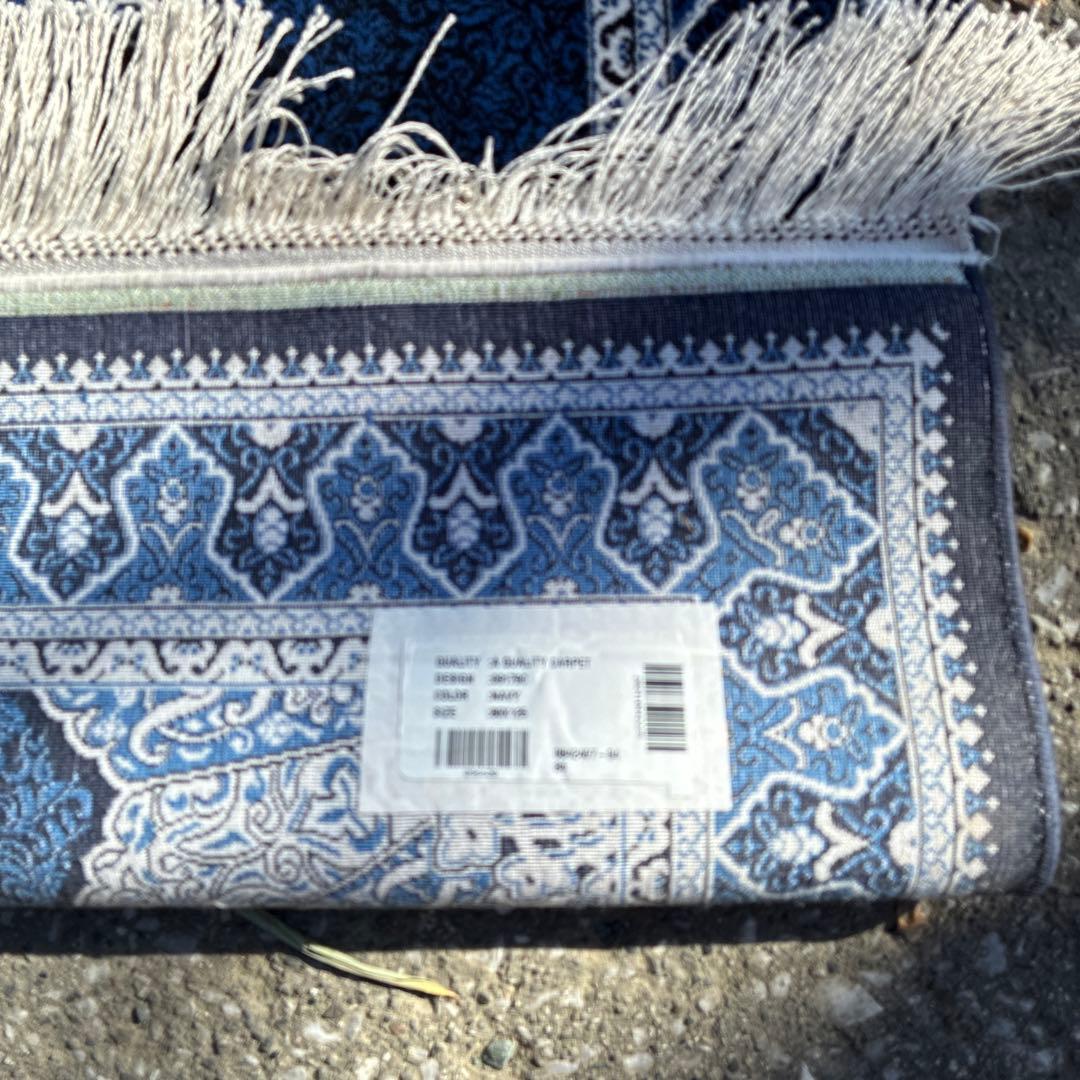 A*n様 ネイビーブルーのフラワーパターンラグ 80x125 トルコ製