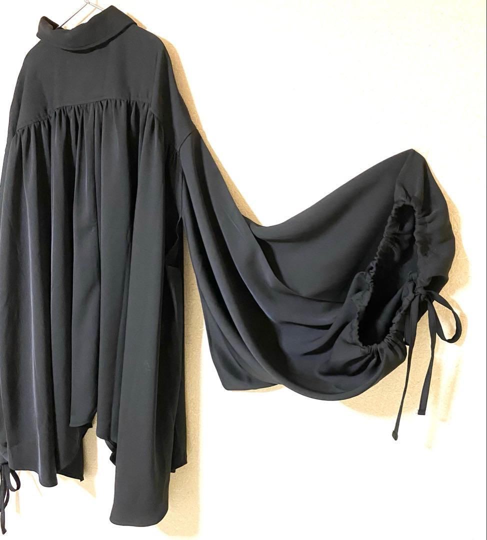 NOT CONVENTIONAL オーバーサイズシャツ　きものシャツ　黒　美品