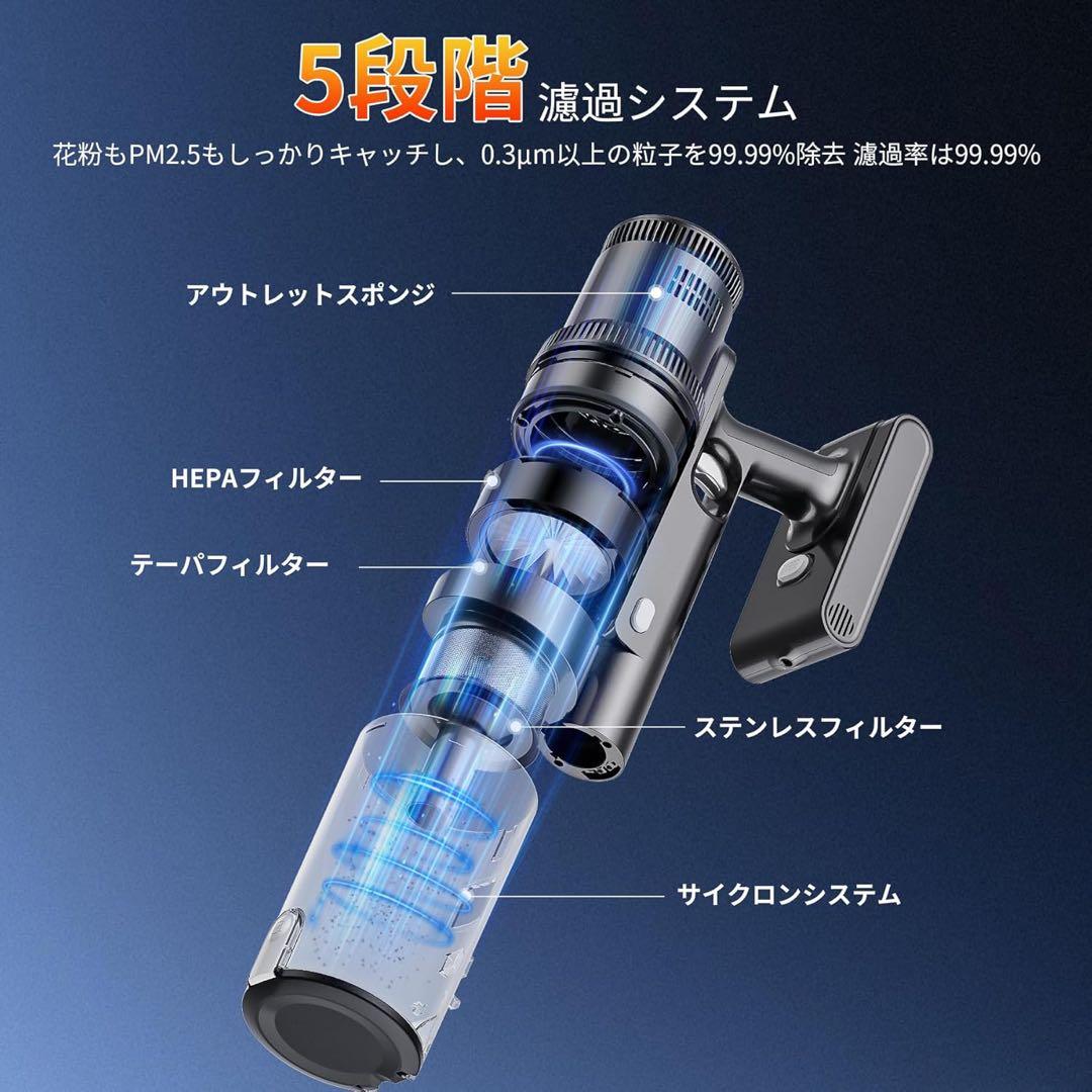 最終特価‼️強力吸引‼️コードレス掃除機 35000Pa 水拭き一体型 サイクロン