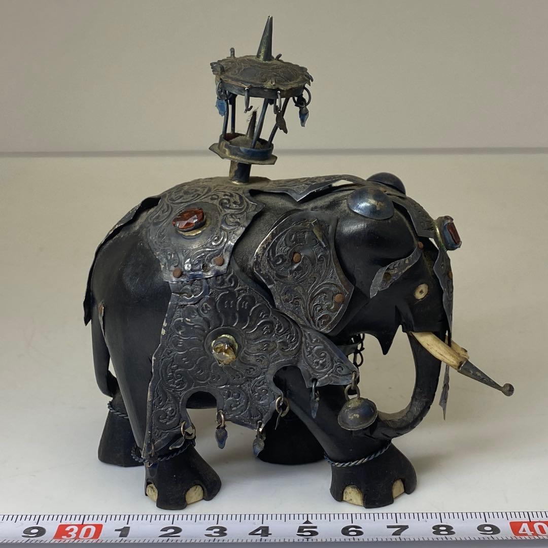 時代 銀巻 宝石象 置物 180g 東キ8-0117☆2F トヒチサ