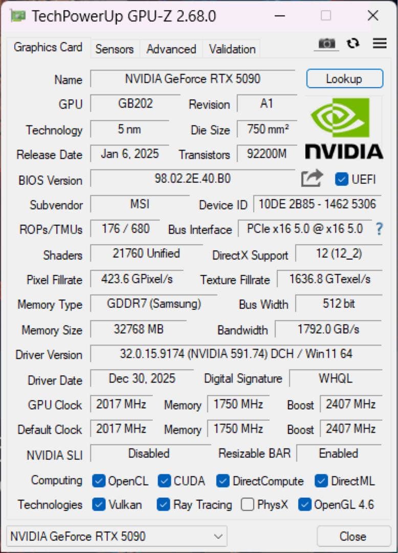 グラフィックボード・グラボ・ビデオカード MSI RTX5090 ventus 3X