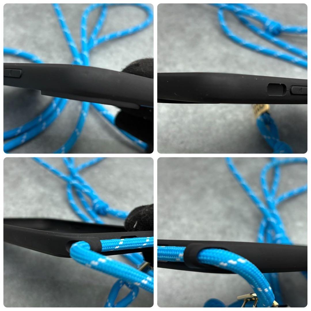 極美品 ミュウミュウ iPhone15 スマホケース ストラップ カバー ブルー