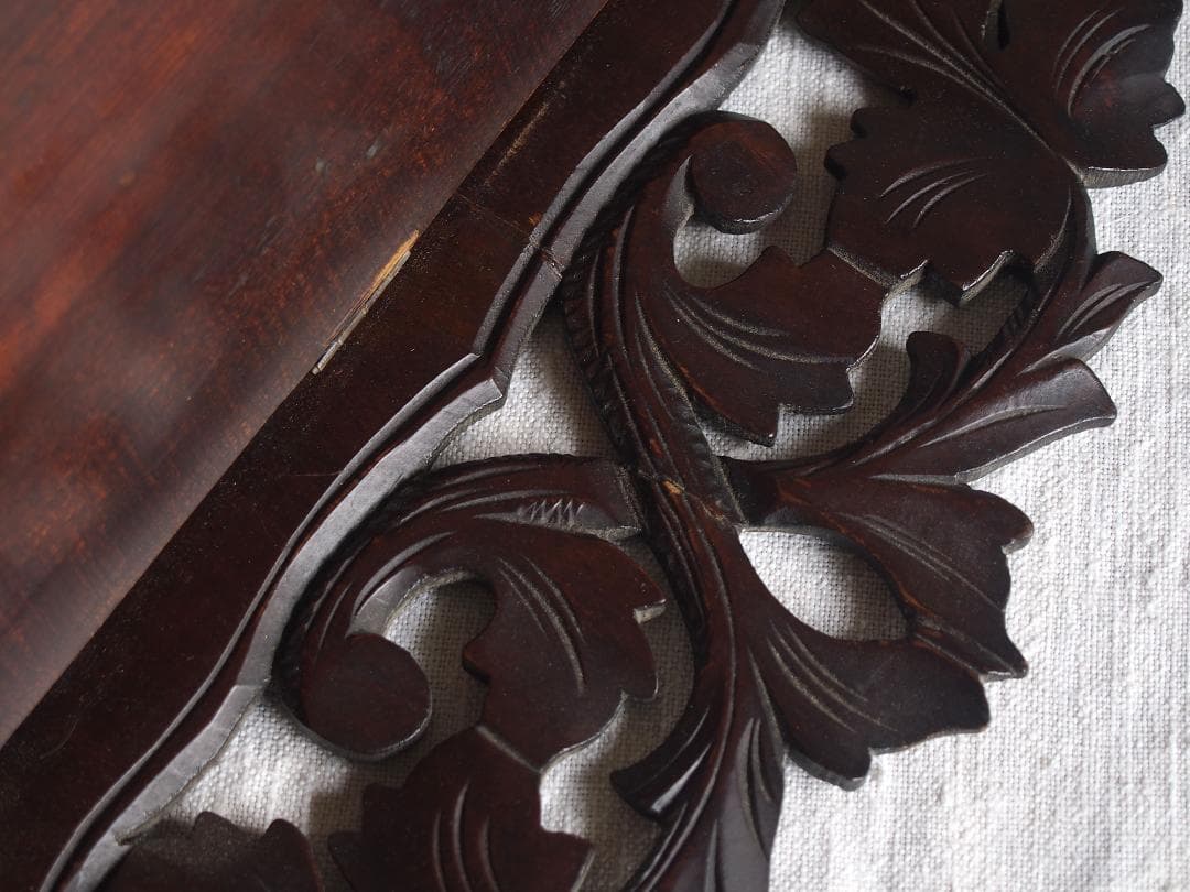 葡萄の葉 木彫刻 折り畳 コンソール 飾り棚 ウォールシェルフ 装飾/K353