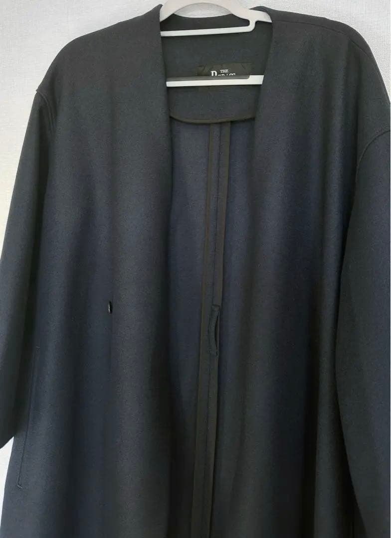 美品▲THE RERACS リラクス//ウールノーカラーコート▲ネイビー 紺色