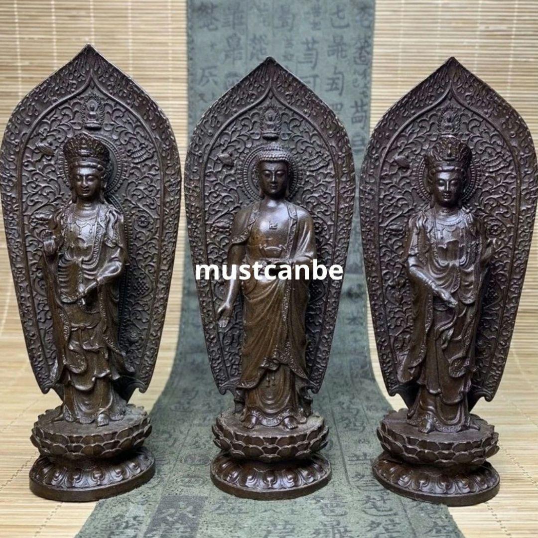 仏教美術 仏像 三聖仏 西方三聖仏仏像 銅製品 工芸品 置物