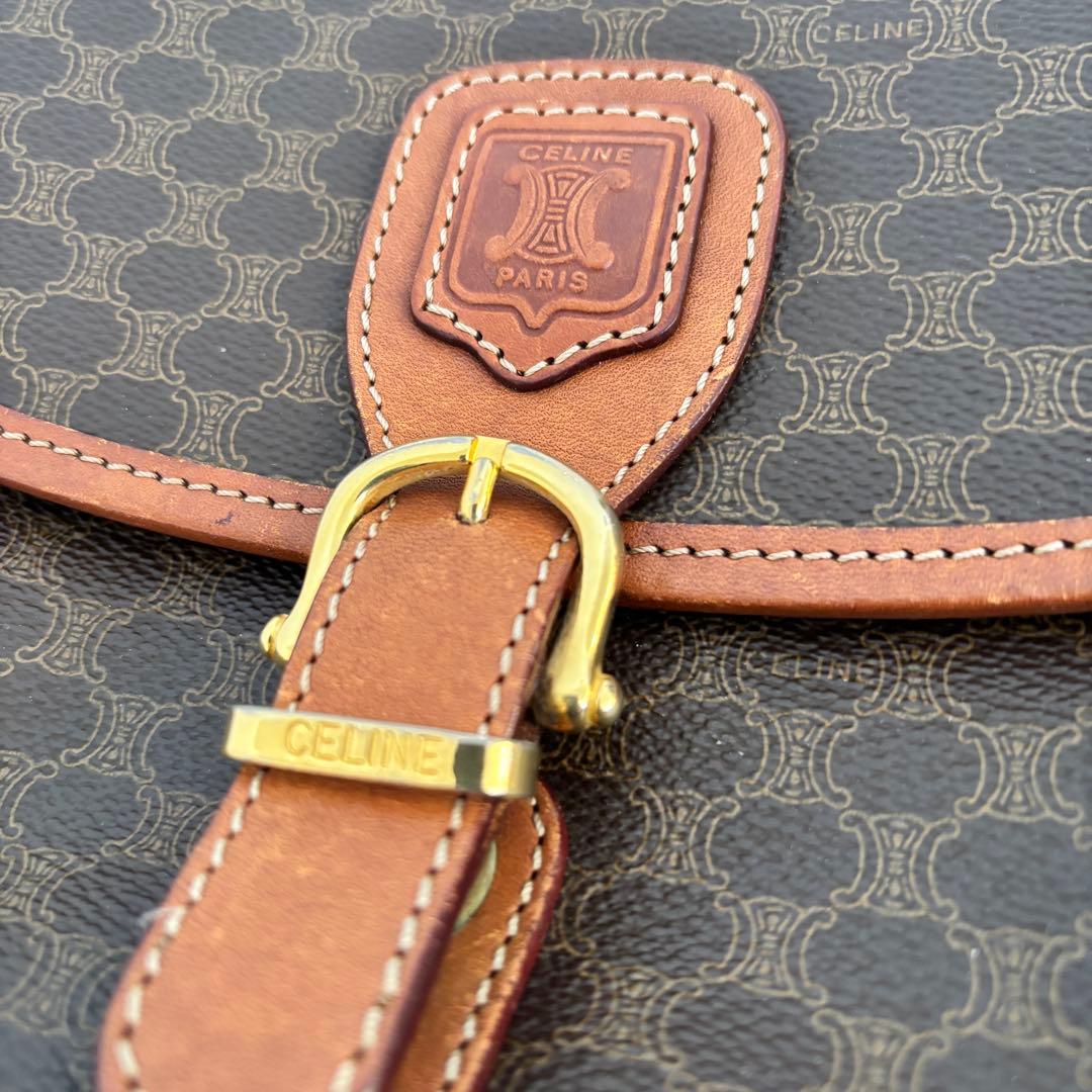 鑑定済美品セリーヌCELINEマカダム柄ショルダーバッグ ヴィンテージトリオンフ