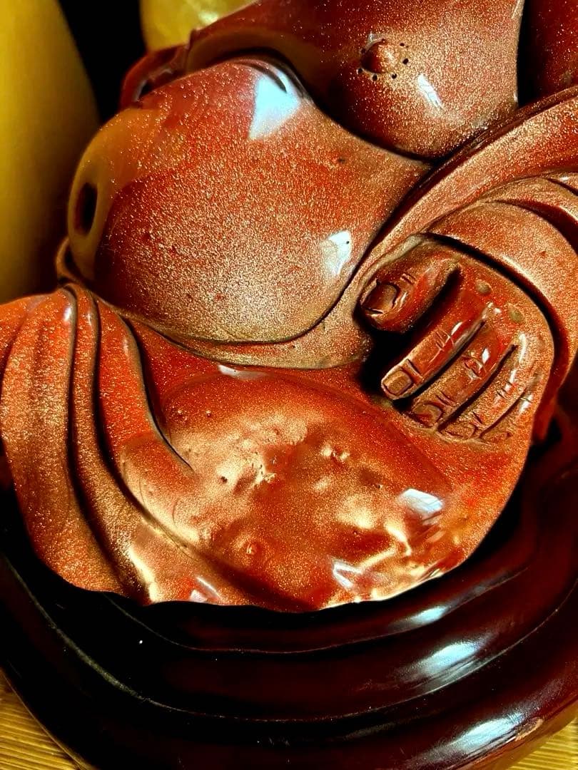 神仏道美術 山梨県 伝統工芸品 甲州水晶 赤茶金石 布袋尊 神仏像 約12㎏