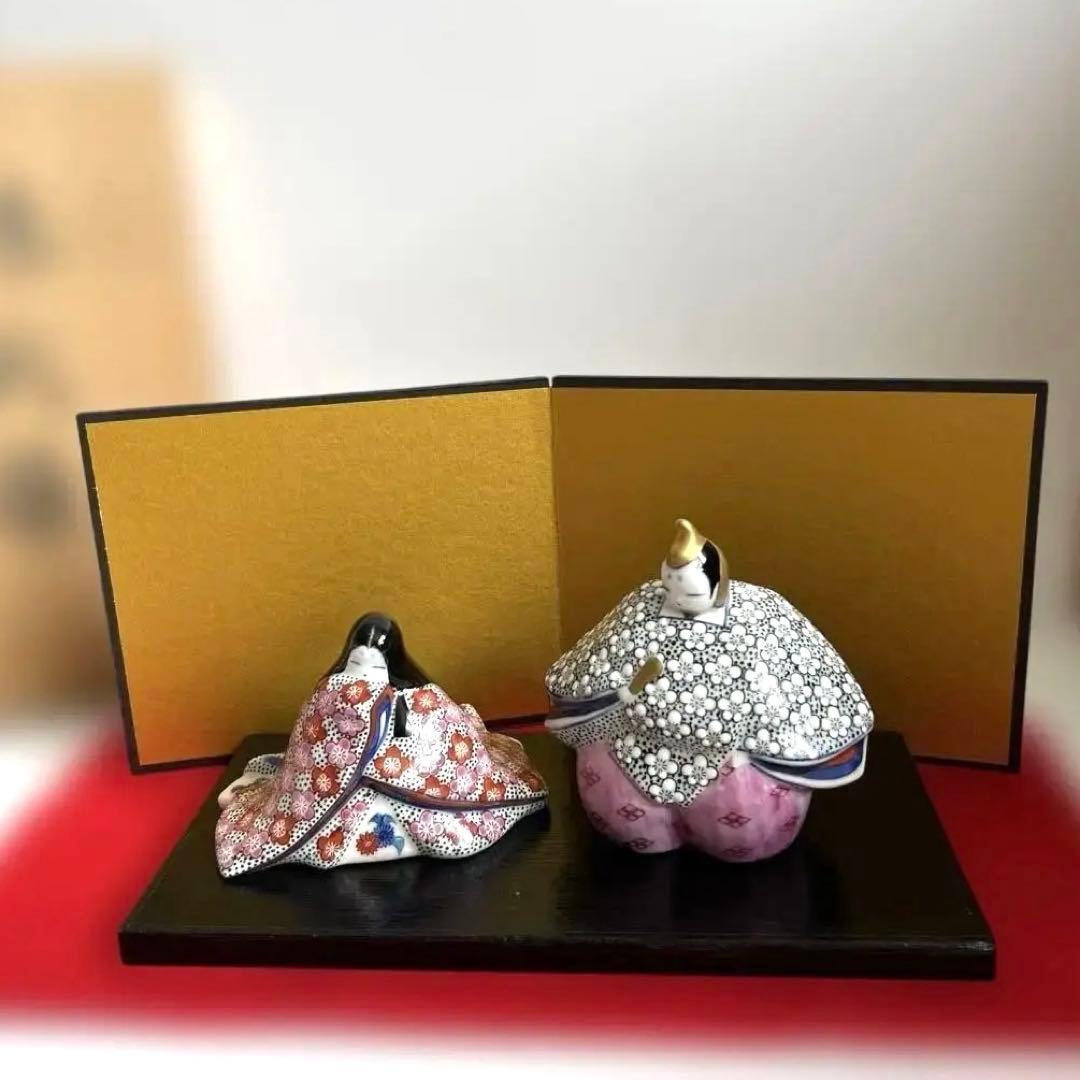 【美品】源氏雛 伊万里焼 陶器人形 萬太郎作