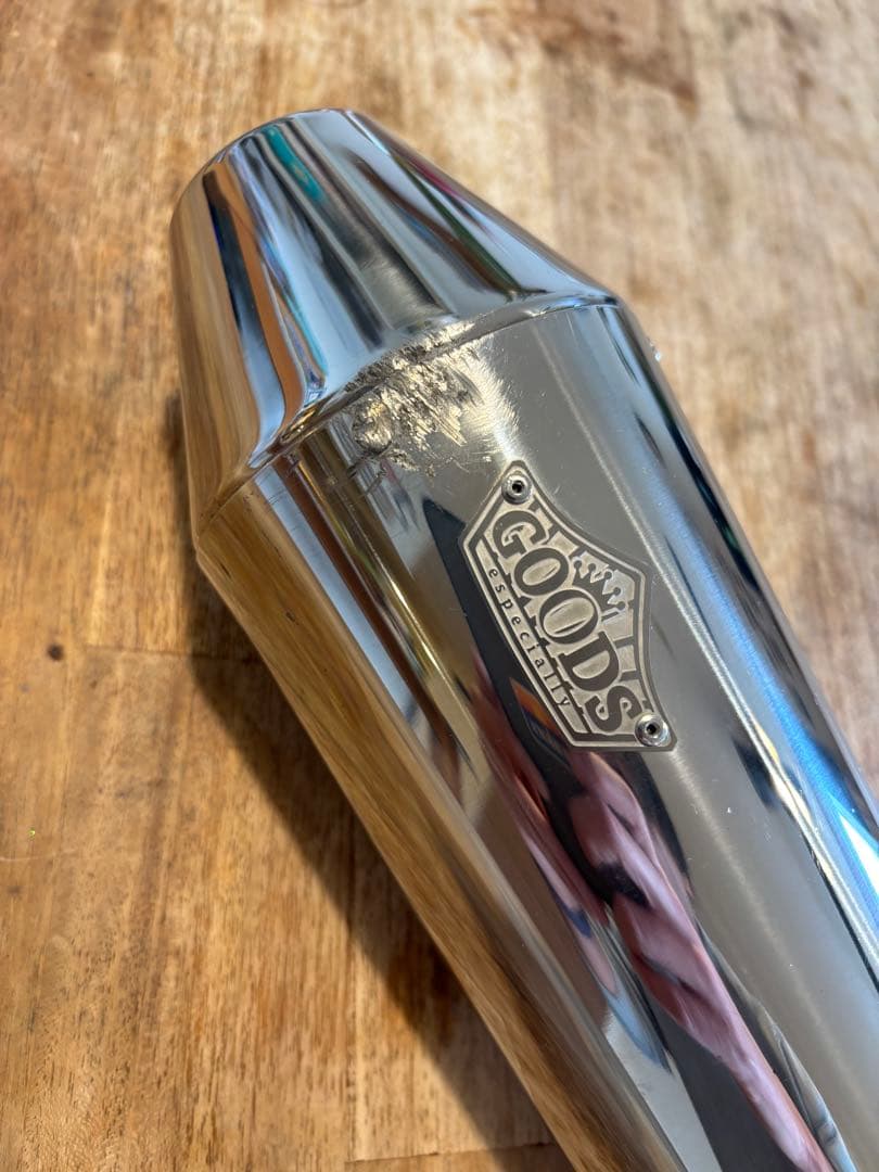 SR400 GOODS製 テーパードコーン スリップオンマフラー クランプ付