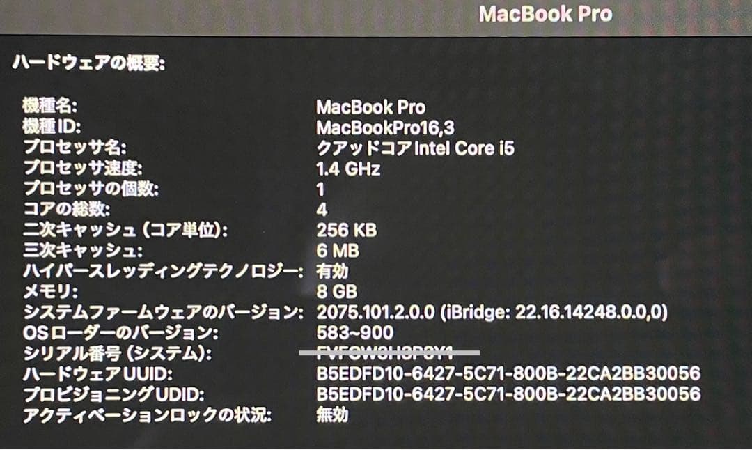 ヤバアギス様の件。MacBook Pro 2020