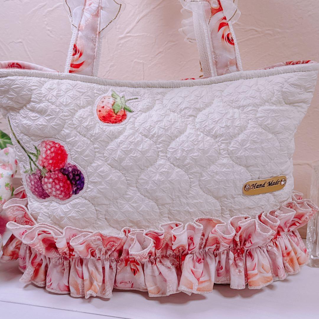 フ*ー様 コヤンイサムチョン♡リトルサンダーちゃんの薔薇と蝶々のフリルトートバッ