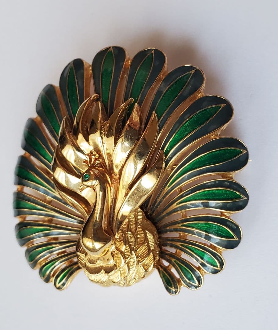 CINER　サイナー　ヴィンテージ　ピーコック　ビジュー　ブローチ　ジュエリー