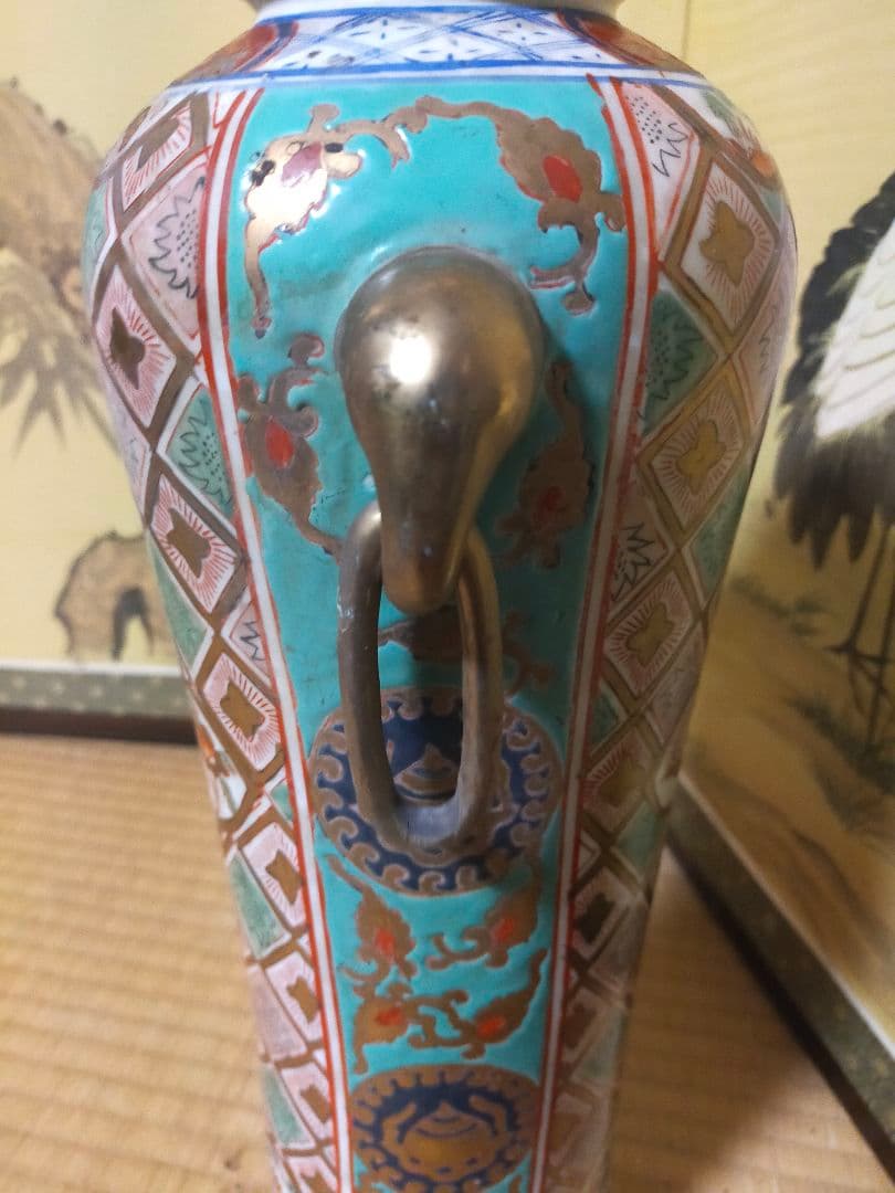 多色装飾の陶器花瓶 中国