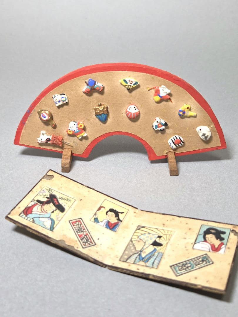 古い小さな小さな雛道具　江戸細工　招き猫他いろいろ　郷土玩具