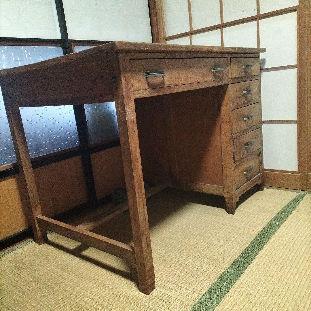 M*c様 【ヴィンテージ】　文机　学習机　昭和レトロ　木製 デスク　古道具　作業