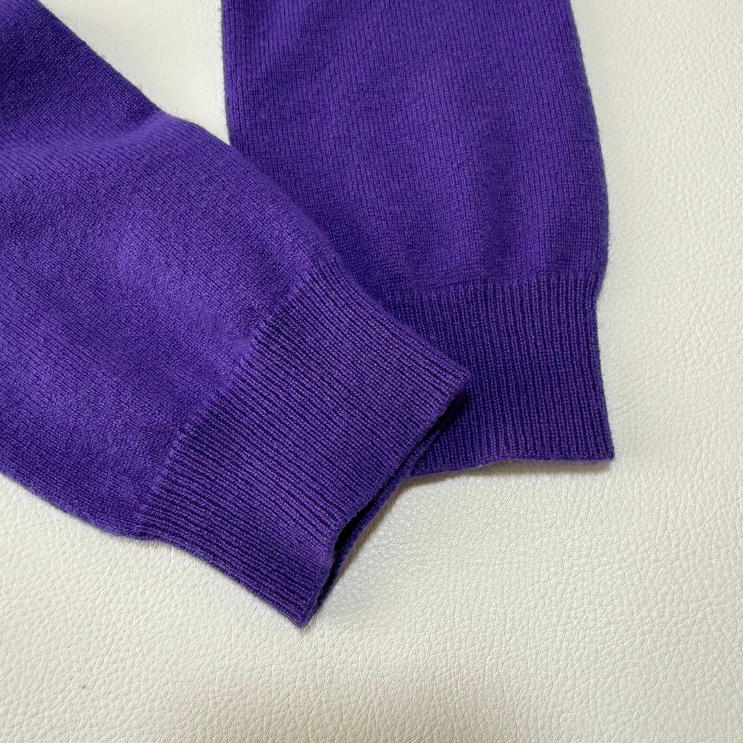 極美品 ドゥロワー カシミヤ100% クルーネック カーディガン バイオレット