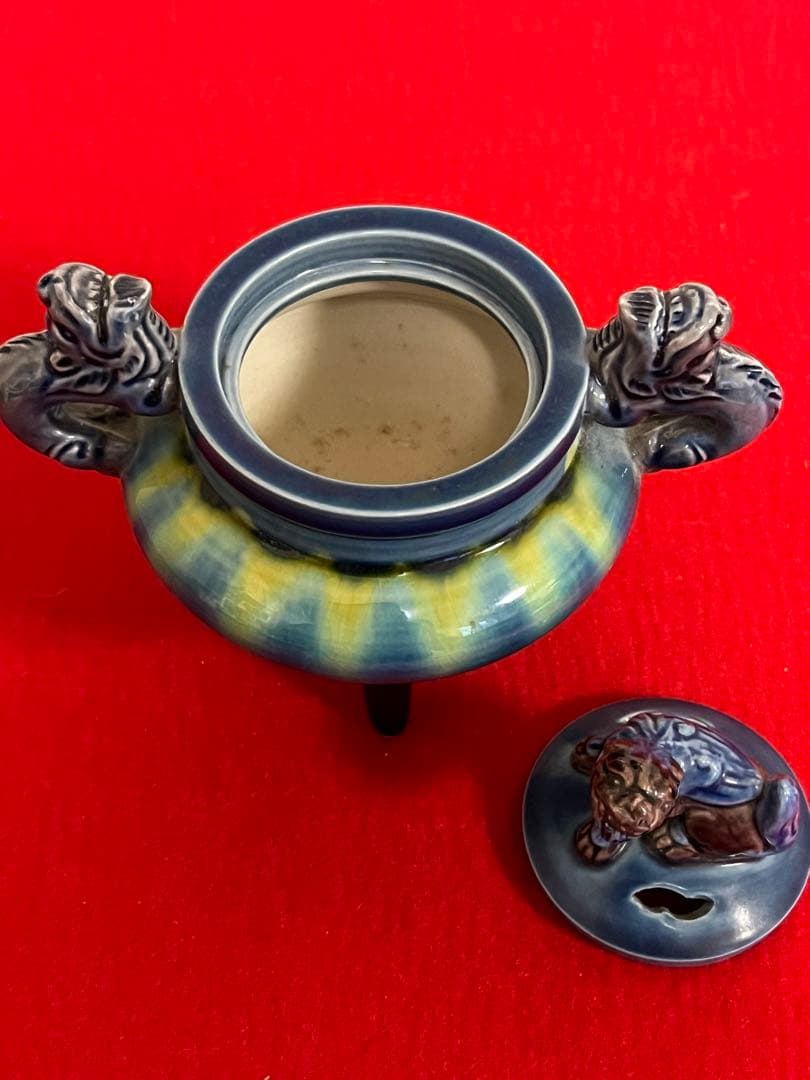 人間国宝 柳雨軒 三代 徳田八十吉(正彦銘) 彩釉 香炉 管理T174