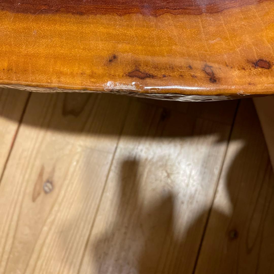 一枚板座卓 ブビンガ　テーブル　輪切り　円形木製座卓 光沢仕上げ