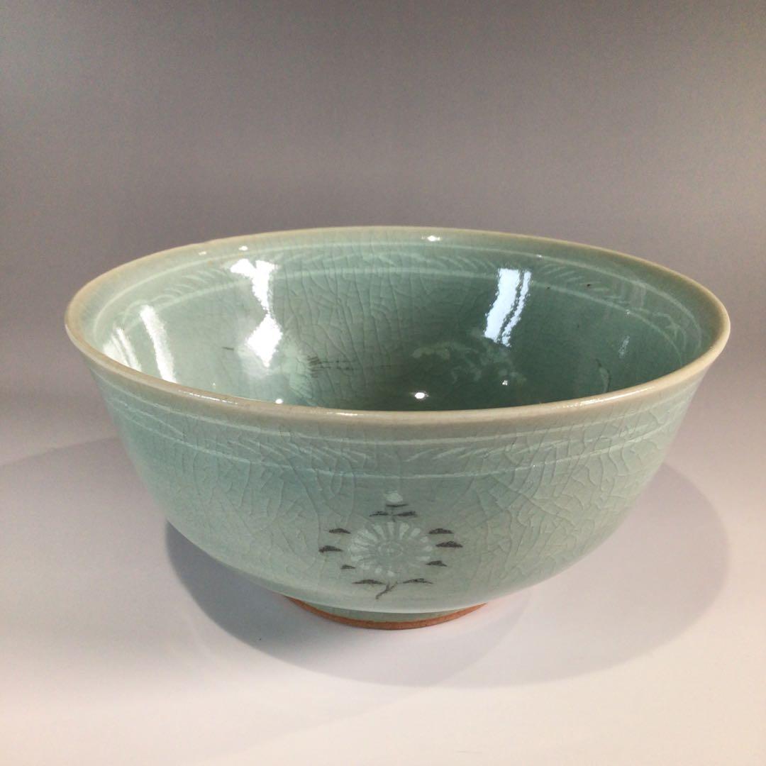 Ｐ４５５　茶碗　『高麗焼』『楽善斎　李方子造』『青磁茶碗』　抹茶碗　共箱　茶道具