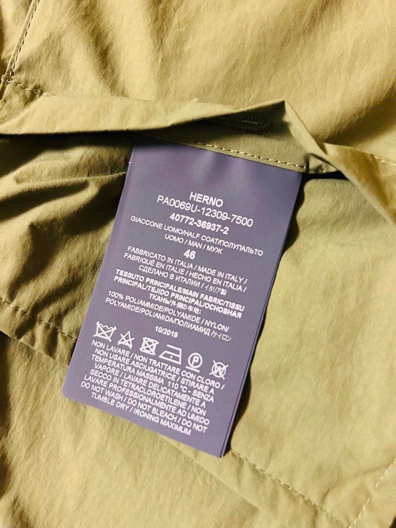 K*n様 未使用タグ付き HERNO フード付きナイロンコート オリーブ 46