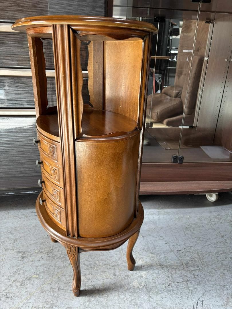 アンティーク 猫脚 サイドチェスト 花台 サイドテーブル,幅48cm Used