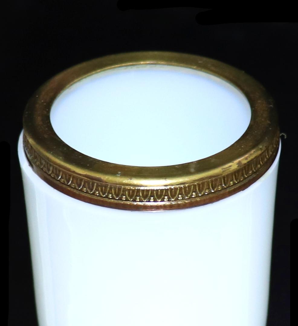 オールド・バカラ オパーリンクリスタル製 ブロンズ装飾ペン立て 金彩 小物入れ