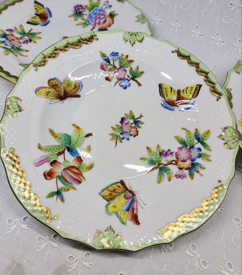 3枚✨ヘレンド ヴィクトリアブーケ サラダ デザート プレート19 皿 花蝶