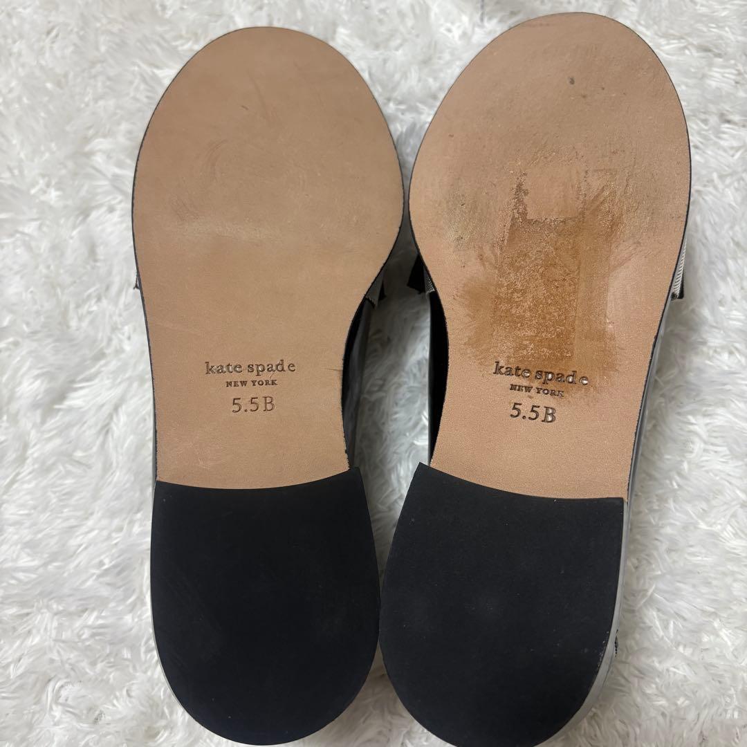 【未使用級】katespade ブラックマルチ レアンドラ ローファー 24年