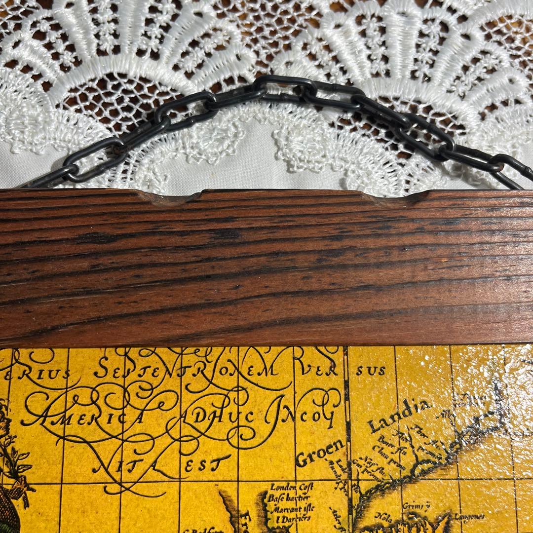 Antique アンティーク 世界地図 木製 額 スペイン製
