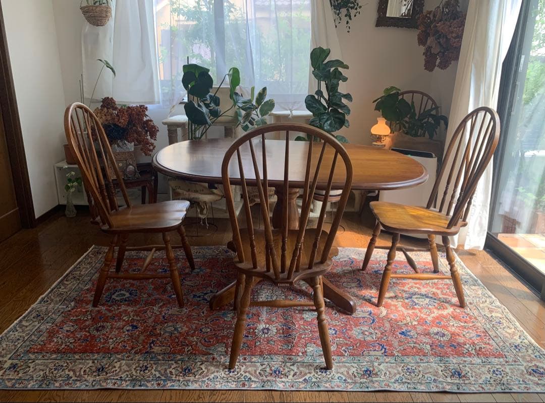 超大判　トルコヴィンテージラグ　234× 132 テラコッタオレンジ　ボタニカル