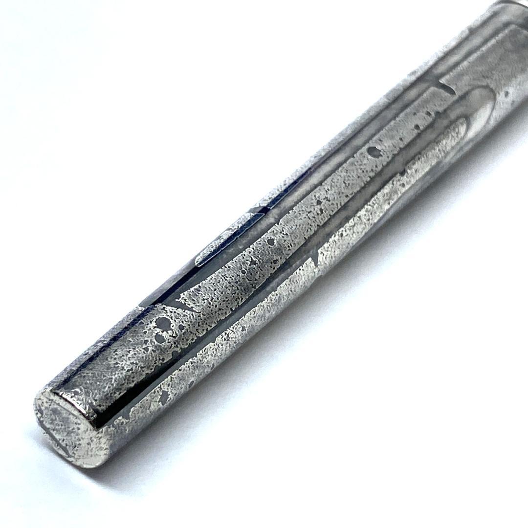 美品 プラチナ 墨流し シルバー リビエール 万年筆 18K WG