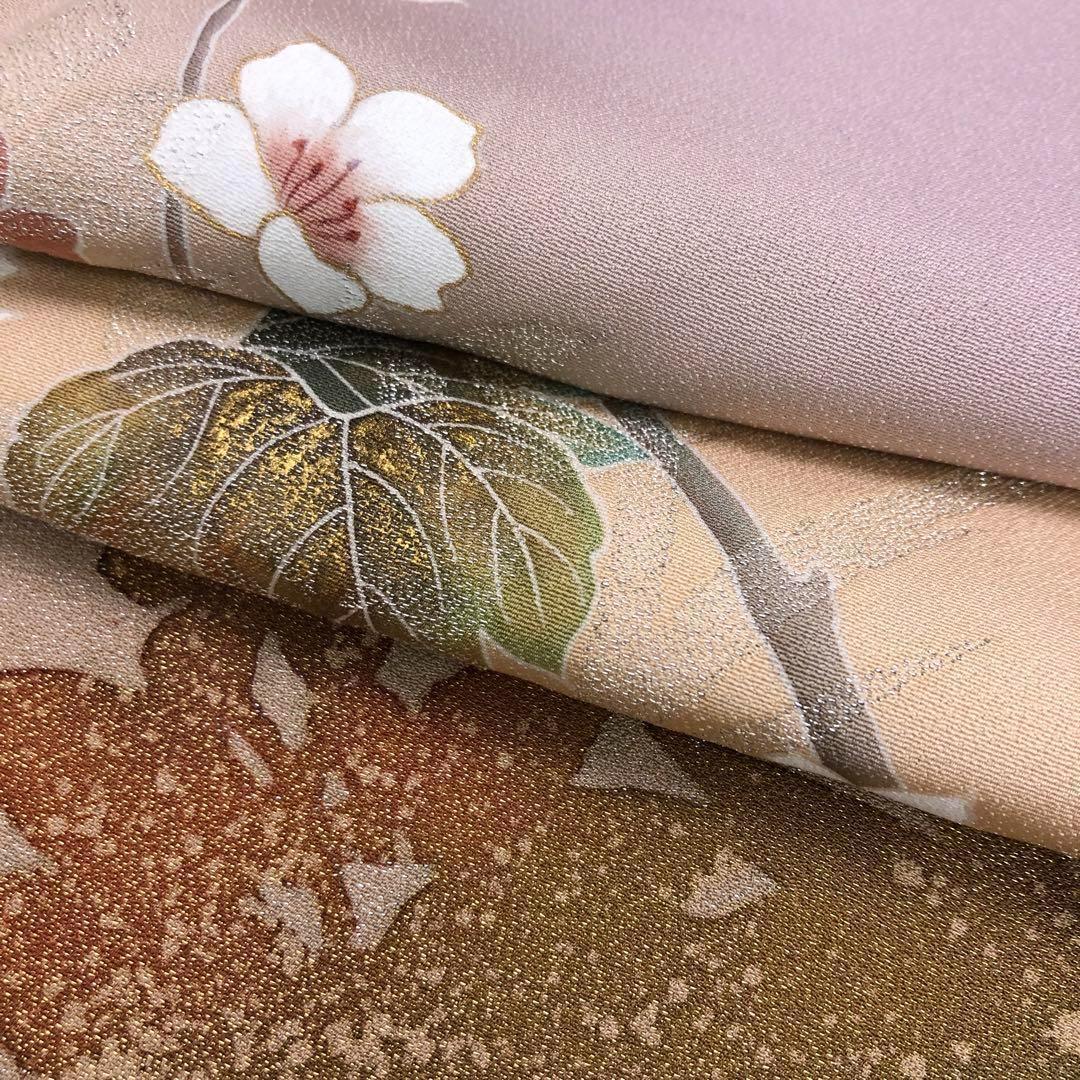 訪問着 作家物 美しい友禅 花模様 牡丹 梅 金銀通し 淡藤色 K-3265