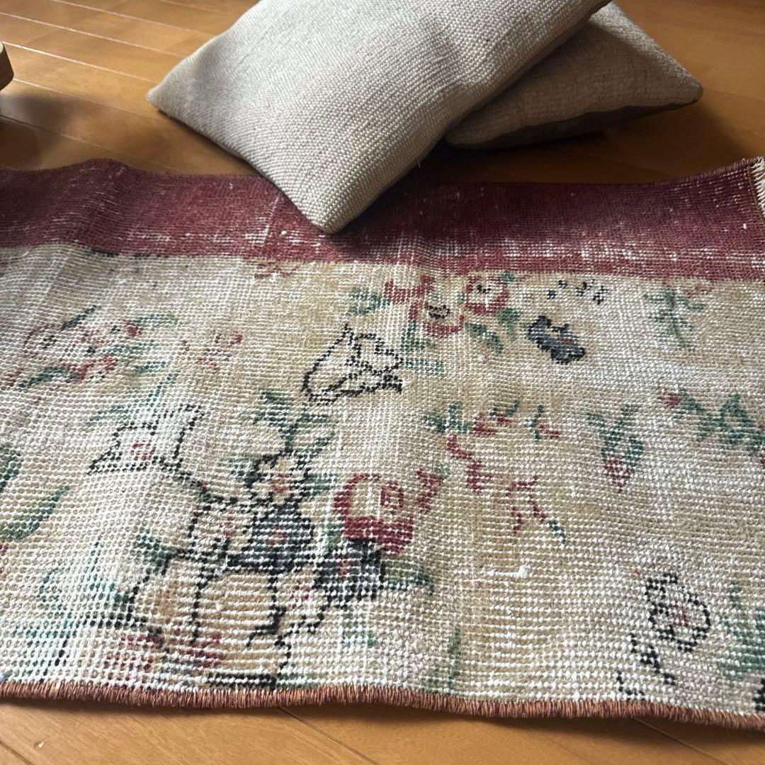 50×131アンティークボタニカル　ランナーラグ　トルコヴィンテージラグ