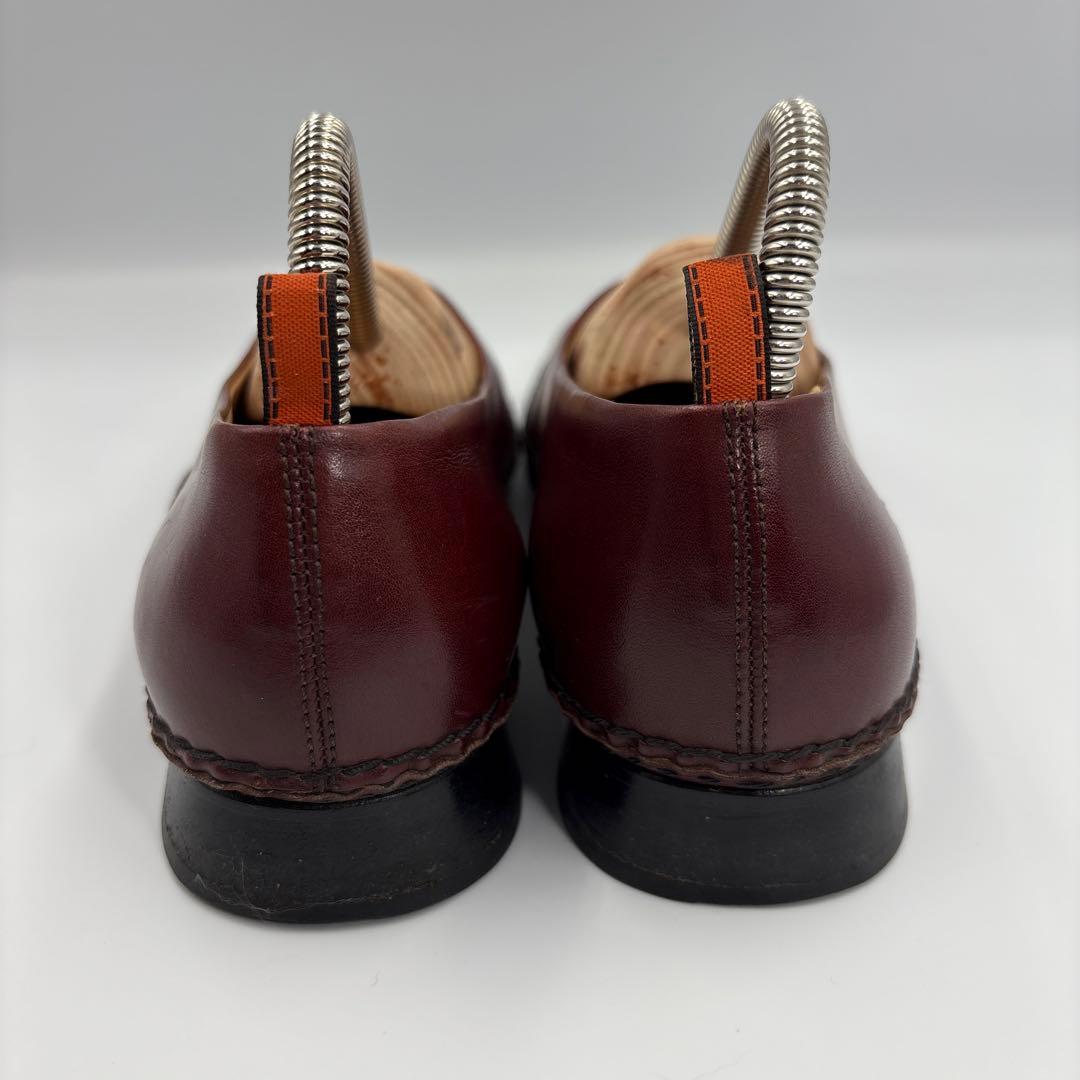 エルメス　レザー　バーガンディ　フラットシューズ　ローファー　リボン