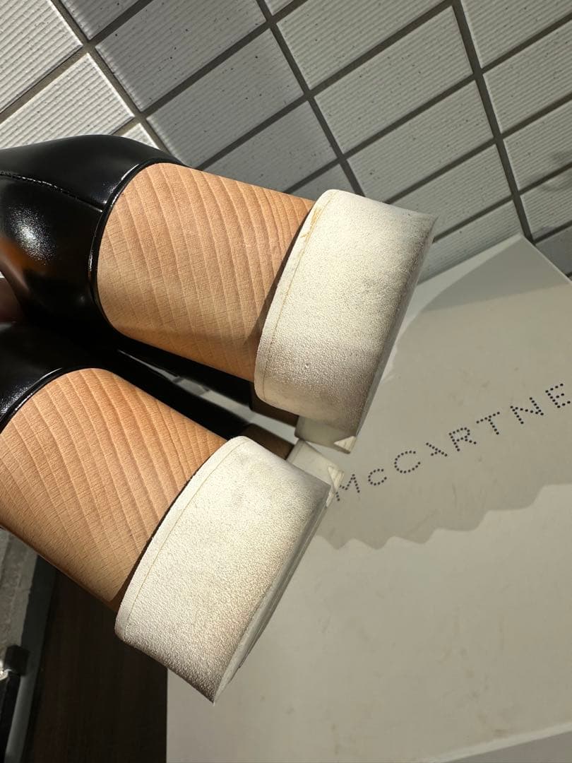 ステラマッカートニー エリス 35.5 黒 レザー 厚底 レースアップシューズ