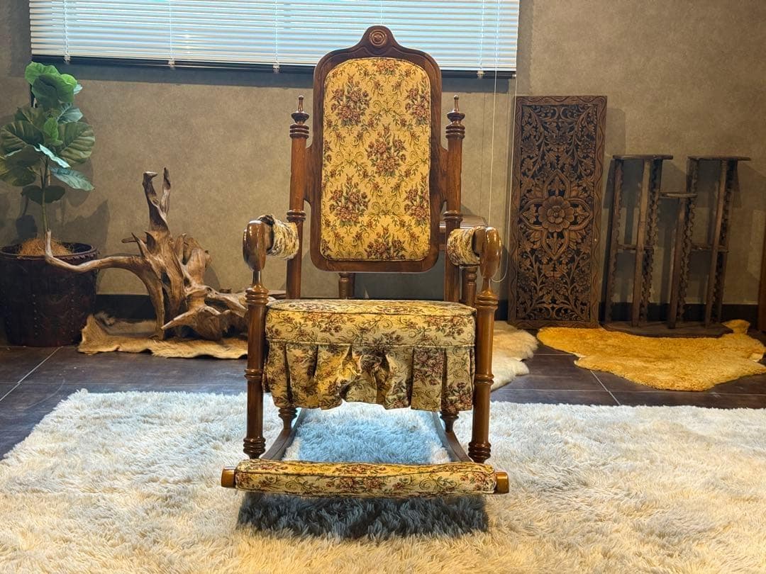 ロッキングチェア　ソファ　ゴブラン模様　アームチェア　ゆり椅子　ソファ　SZ