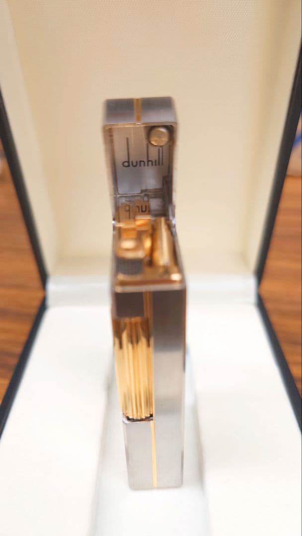 ダンヒル ローラー ガスライター シルバー ゴールド ストライプ　希少美品