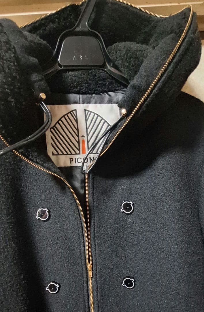 ★ピッコーネ ♪ウールフーデッドコート42サイズ★美品ブラック
