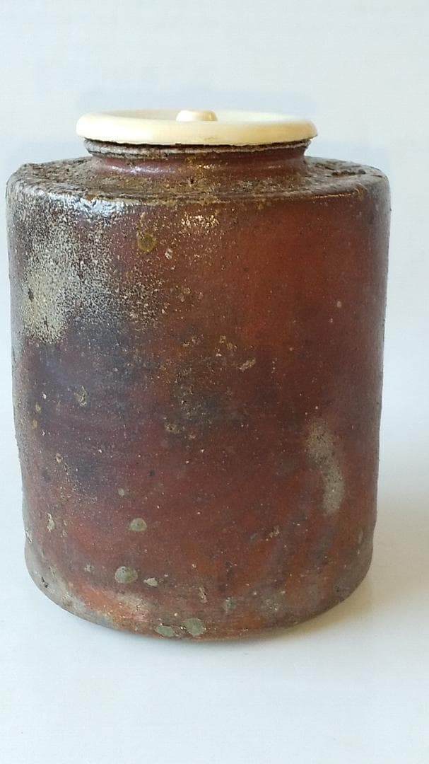 丹波茶入 尾中窯 市野信水 作 仕覆 紹鴎緞子 共箱 栞 肩衝茶入 茶入 美品