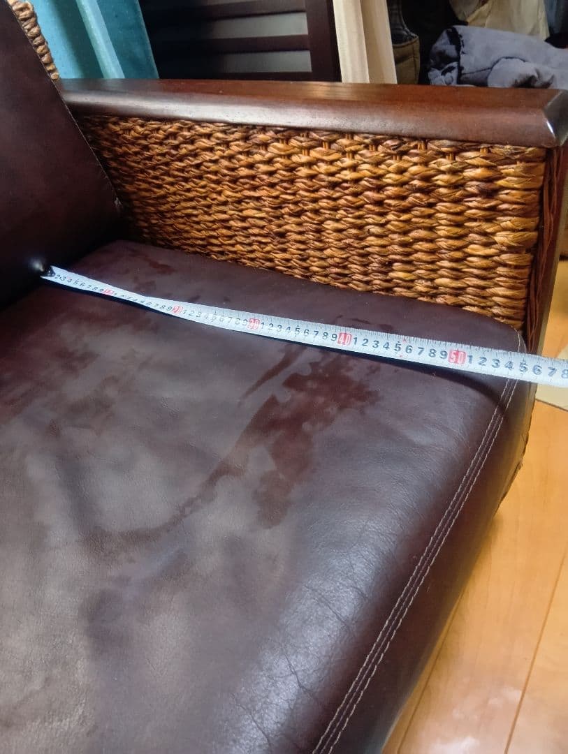 ウォーターヒヤシンス1人掛けソファ//アジアンソファ 座面背モタレPUレザー調