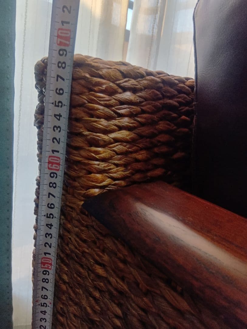 ウォーターヒヤシンス1人掛けソファ//アジアンソファ 座面背モタレPUレザー調