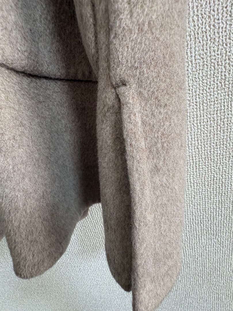 Spick&Span ノーカラーリバーコート　ベージュ　ウール　ミディアムコート