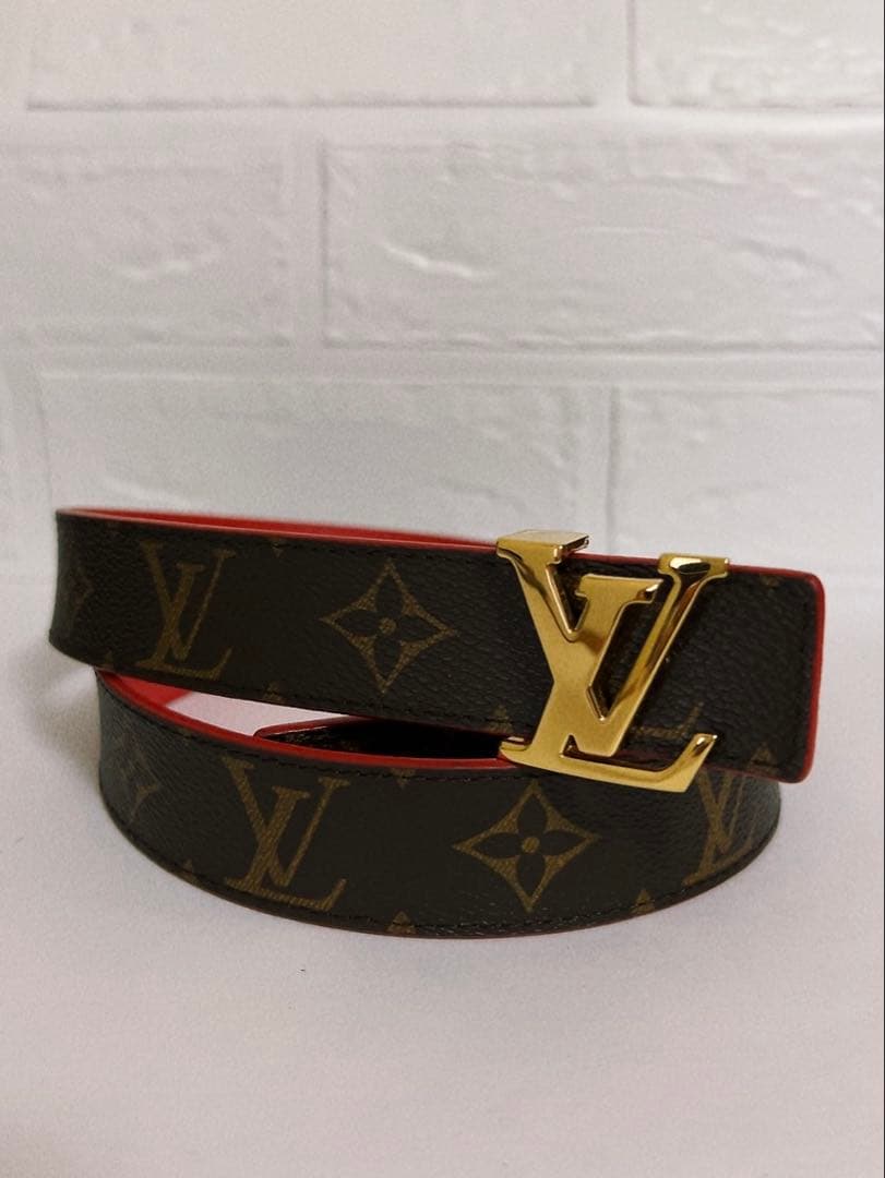 LOUIS VUITTON ベルト 茶×赤 モノグラム　リバーシブル　男女兼用