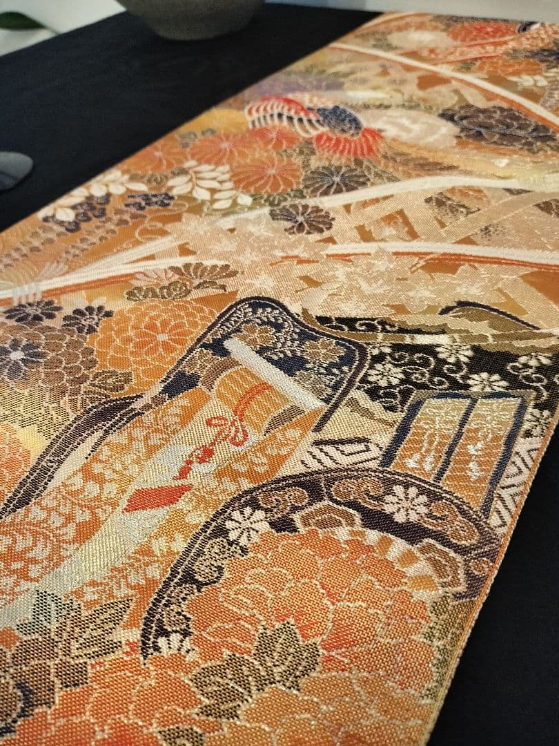 A922★逸品‼️ 全通帯‼️ひな祭り‼️袋帯正絹テーブルランナー2m17cm